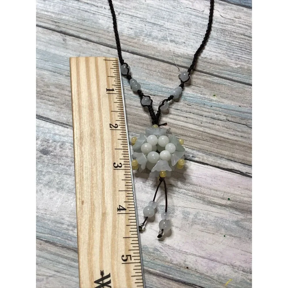 Jade Jadeite Beads Adjustable white Brown Yellow‎ NWOT 24